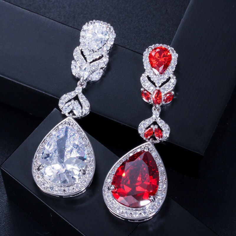 Bague Ringen 5 colors Charms Earrings for Women Silver 925 Jewelry Gemstones Water Drop Shaped 5A Zircon Female Party Ear drops